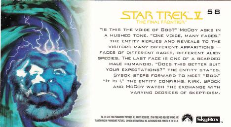 1994 SkyBox Star Trek V The Final Frontier Cinema Collection #58 The Faces of God Back