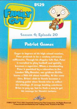 2011 Leaf Family Guy Seasons 3, 4 & 5 #BS29 Patriot Games Back