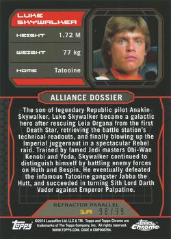2014 Topps Chrome Star Wars Perspectives - X-Fractor #1R Luke Skywalker Back