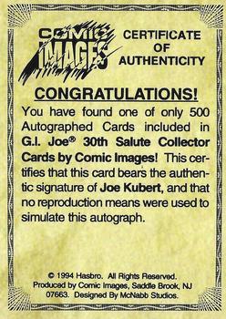 1994 Comic Images G.I. Joe 30 Year Salute - Joe Kubert Autograph #NNO Joe Kubert Back