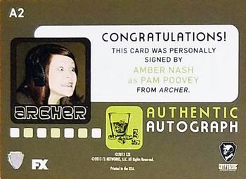 2014 Cryptozoic Archer Seasons 1-4 - Autograph #A2 Amber Nash Back