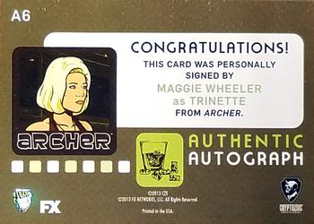 2014 Cryptozoic Archer Seasons 1-4 - Autograph #A6 Maggie Wheeler Back