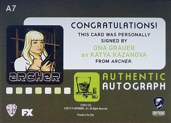 2014 Cryptozoic Archer Seasons 1-4 - Autograph #A7 Ona Grauer Back
