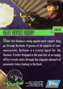 1994 Topps The Shadow #33 Agent Advises Inquiry Back