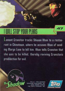 1994 Topps The Shadow #47 I Will Stop Your Plans Back