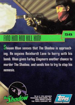 1994 Topps The Shadow #58 Find Him and Kill Him! Back