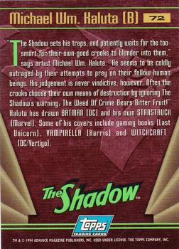 1994 Topps The Shadow #72 Michael Wm. Kaluta (B) Back