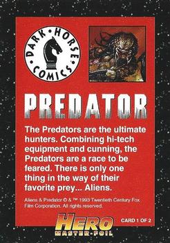 1993 Hero Illustrated Master Foil Promos #1c Predator Back