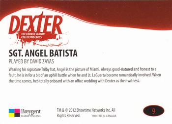 2012 Breygent Dexter Season 4 #9 Sgt. Angel Batista - played by David Zayas Back