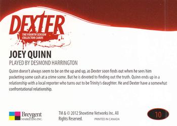 2012 Breygent Dexter Season 4 #10 Joey Quinn - played by Desmond Harrington Back