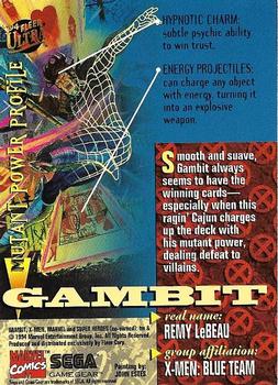 1994 Ultra X-Men - Sega Game Gear #NNO Gambit Back