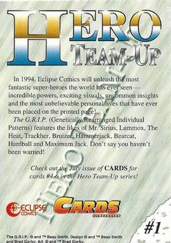 1994 Cards Illustrated Hero Team-Up Promos #1 G.R.I.P. Back