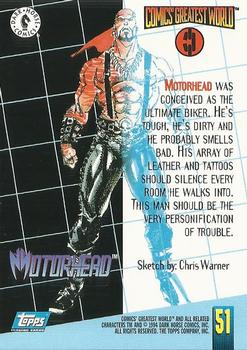 1994 Topps/Dark Horse Comics Comics' Greatest World #51 Motorhead Back