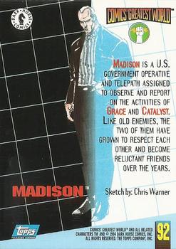 1994 Topps/Dark Horse Comics Comics' Greatest World #92 Madison Back