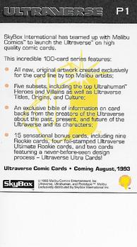 1993 SkyBox Ultraverse - Promo #P1 Prototype Back