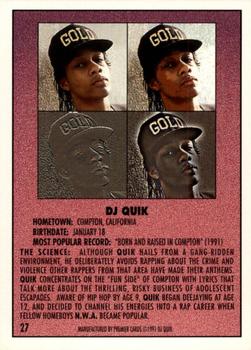 1991 Premier Rap Pack #27 DJ Quik Back