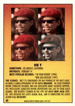 1991 Premier Rap Pack #49 Ice T Back