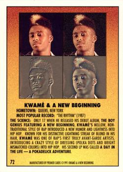 1991 Premier Rap Pack #72 Kwamé & A New Beginning Back