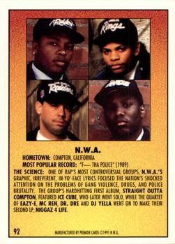 1991 Premier Rap Pack #92 N.W.A. Back