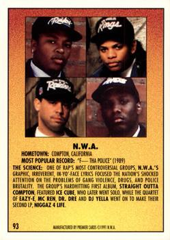 1991 Premier Rap Pack #93 N.W.A. Back