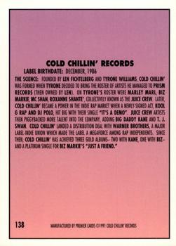 1991 Premier Rap Pack #138 Cold Chillin' Records Back