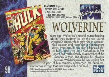 1992 SkyBox Marvel Masterpieces - Dealer Promo #98 Wolverine Back