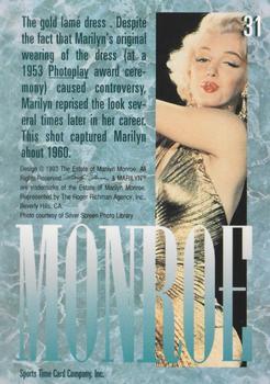 1993 Sports Time Marilyn Monroe #31 The gold lamé dress . Despite the fact that Back