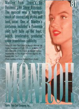 1993 Sports Time Marilyn Monroe #81 Marilyn from There's No Business Like Show B Back