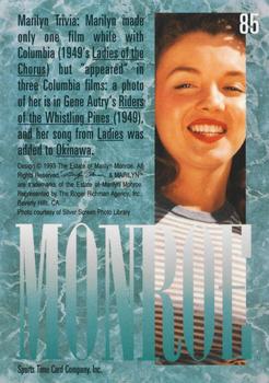1993 Sports Time Marilyn Monroe #85 Marilyn made only one film while with Columb Back