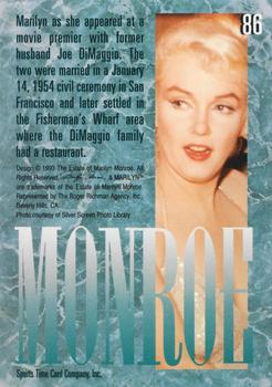 1993 Sports Time Marilyn Monroe #86 Marilyn as she appeared at a movie premier w Back