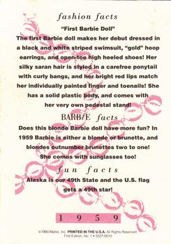 1990 Mattel Barbie Series 1 #1 First Barbie Doll Back