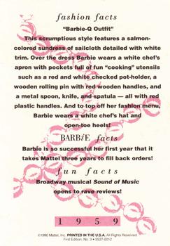 1990 Mattel Barbie Series 1 #3 Barbie-Q Outfit Back