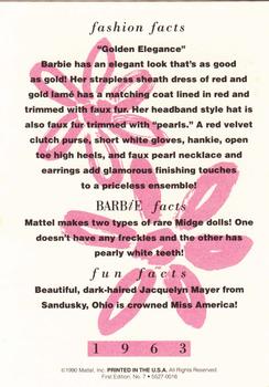 1990 Mattel Barbie Series 1 #7 Golden Elegance Back