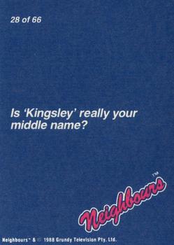 1988 Topps Neighbours Series 1 #28 Is 'Kingsley' really your middle name Back
