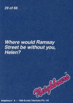 1988 Topps Neighbours Series 1 #29 Where would Ramsay Street be without you, Helen Back