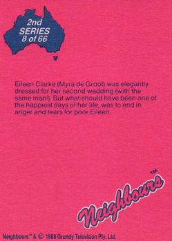 1988 Topps Neighbours Series 2 #8 Eileen Clarke (Myra de Groot) was elegantly dresse Back