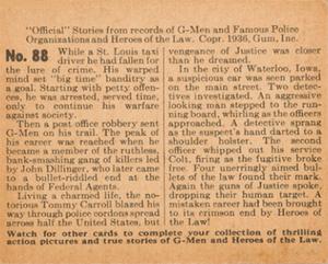 1935-37 Gum Inc. G-Men & Heroes of the Law (R60) #88 Tommy Carroll Back