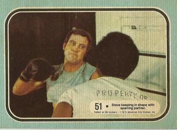1975 Donruss Six Million Dollar Man #51 Steve keeping in shape with sparring partner. Front