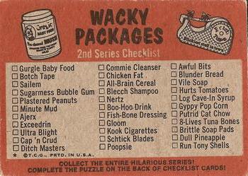 1973 Topps Wacky Packages 2nd Series - Checklist / Puzzle #NNO Checklist / Puzzle Back
