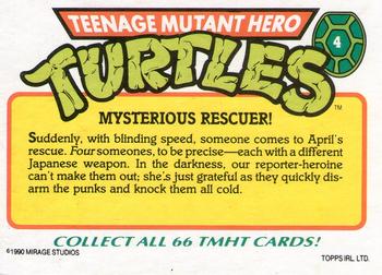 1990 Topps Ireland Ltd Teenage Mutant Hero Turtles #4 Mysterious Rescuer! Back