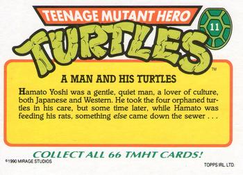 1990 Topps Ireland Ltd Teenage Mutant Hero Turtles #11 A Man and His Turtles Back