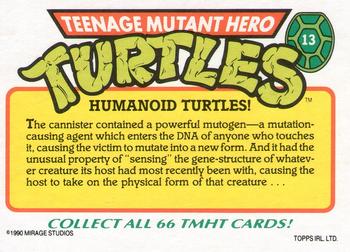 1990 Topps Ireland Ltd Teenage Mutant Hero Turtles #13 Humanoid Turtles! Back