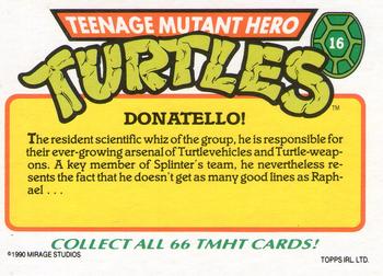 1990 Topps Ireland Ltd Teenage Mutant Hero Turtles #16 Donatello! Back