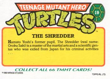 1990 Topps Ireland Ltd Teenage Mutant Hero Turtles #19 The Shredder Back