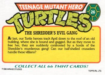 1990 Topps Ireland Ltd Teenage Mutant Hero Turtles #26 The Shredder's Evil Gang Back