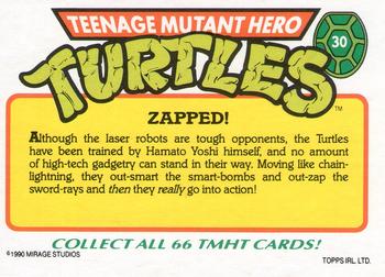 1990 Topps Ireland Ltd Teenage Mutant Hero Turtles #30 Zapped! Back