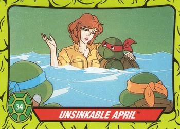 1990 Topps Ireland Ltd Teenage Mutant Hero Turtles #34 Unsinkable April Front