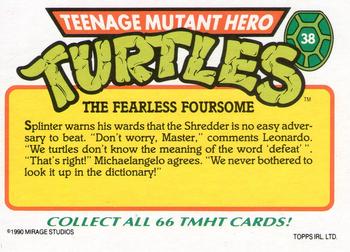 1990 Topps Ireland Ltd Teenage Mutant Hero Turtles #38 The Fearless Foursome Back