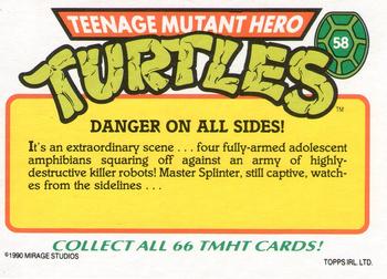 1990 Topps Ireland Ltd Teenage Mutant Hero Turtles #58 Danger on All Sides! Back