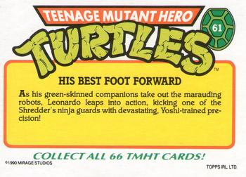 1990 Topps Ireland Ltd Teenage Mutant Hero Turtles #61 His Best Foot Forward Back